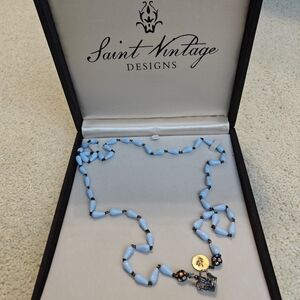 Vintage Blue Beaded Necklace